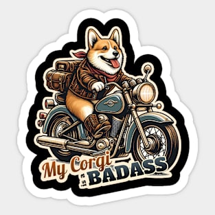 Corgi Biker Sticker